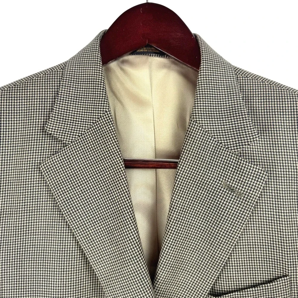 Mens Houndstooth Blazer Sport Coat Jacket‎ Lined Pockets Button Front